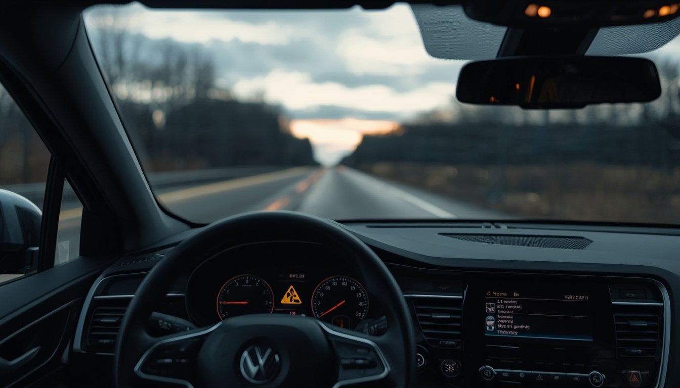 Flashing tire pressure warning light on a vehicle dashboard